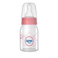 Biberon din sticla cu tetina silicon rotunda 125ml, WEE BABY